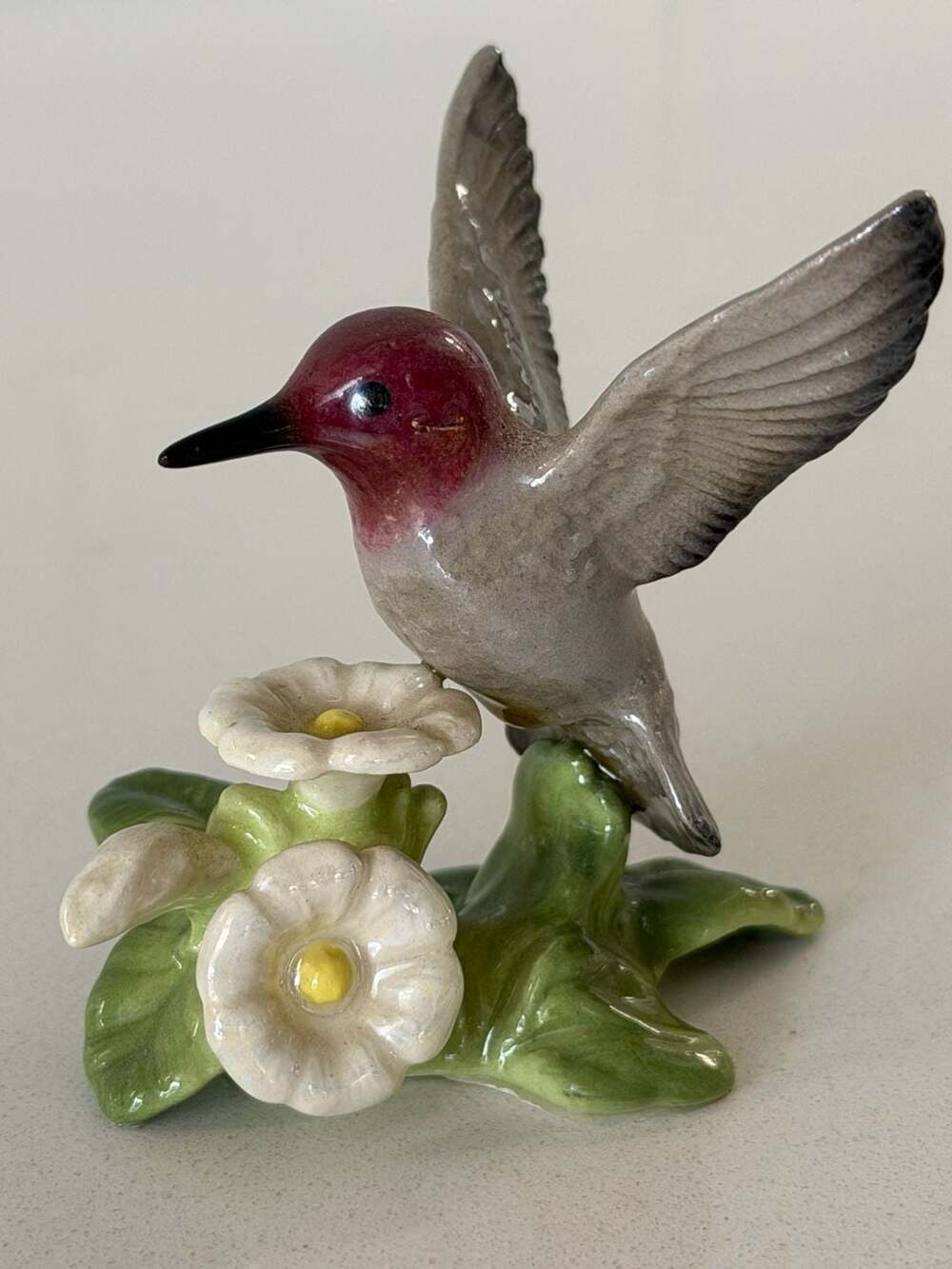 Vintage Hagen-Renaker Specialty Hummingbird Ceramic Figurine on Flowers